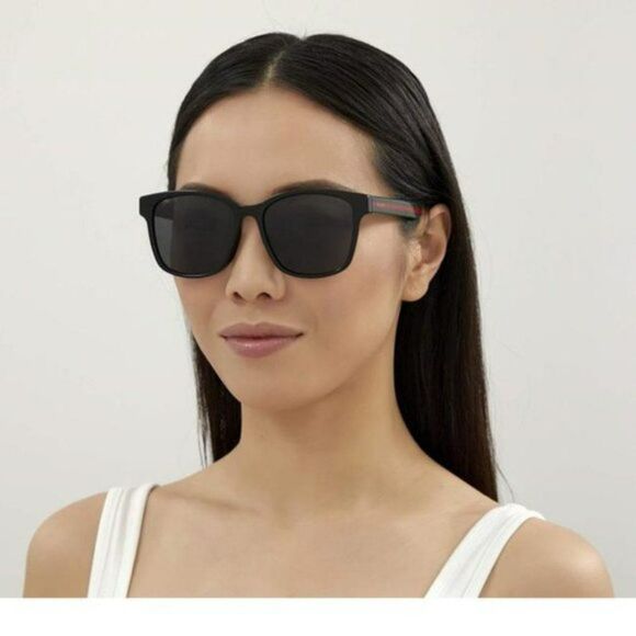 NEW Gucci GG0417SK 001 Black Multicolour Grey Oval Unisex Sunglasses - Picture 1 of 12